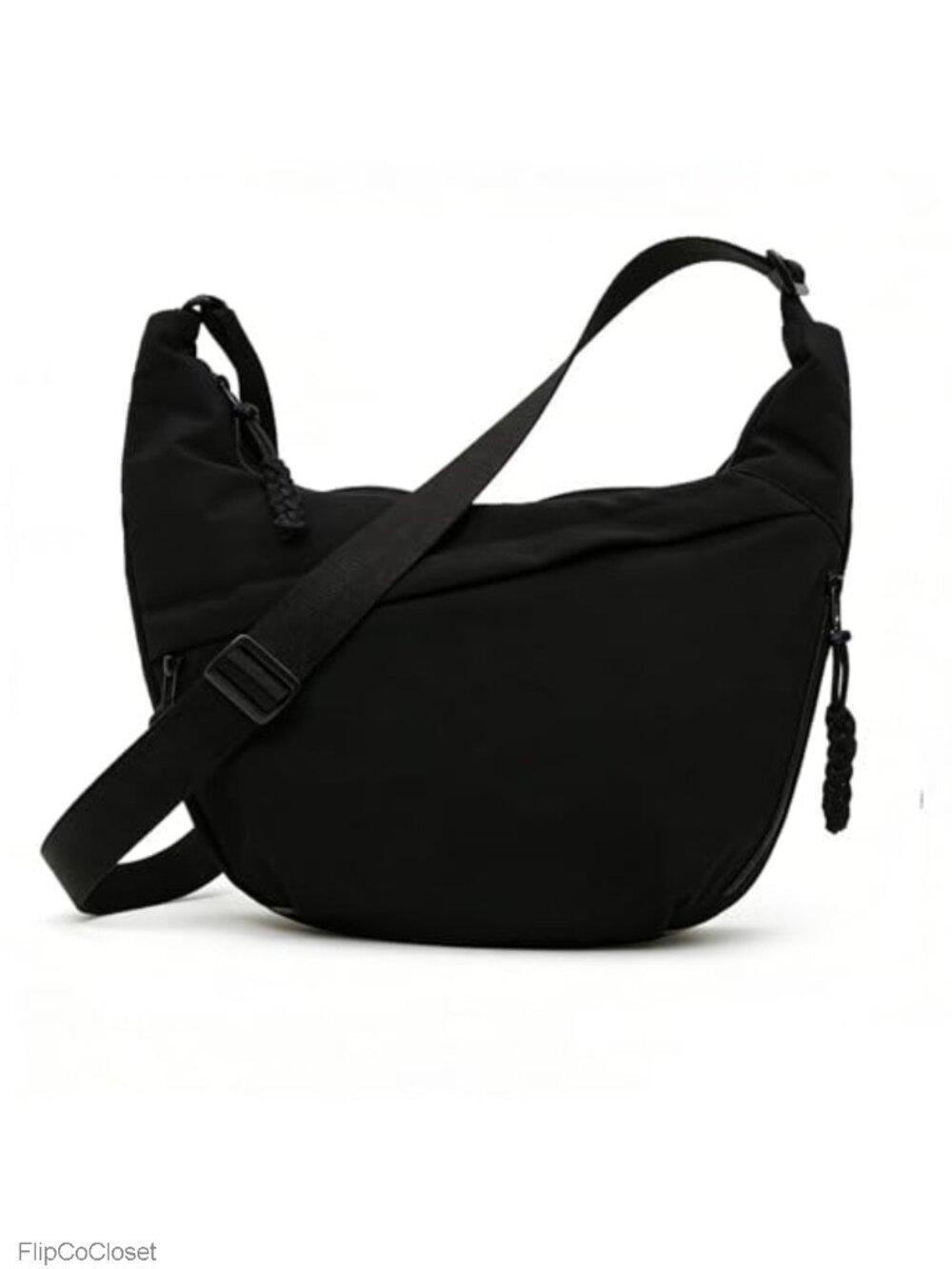 Nylon Crescent Crossbody Bag Half Moon Hobo Large Capacity Foldable Adjustable